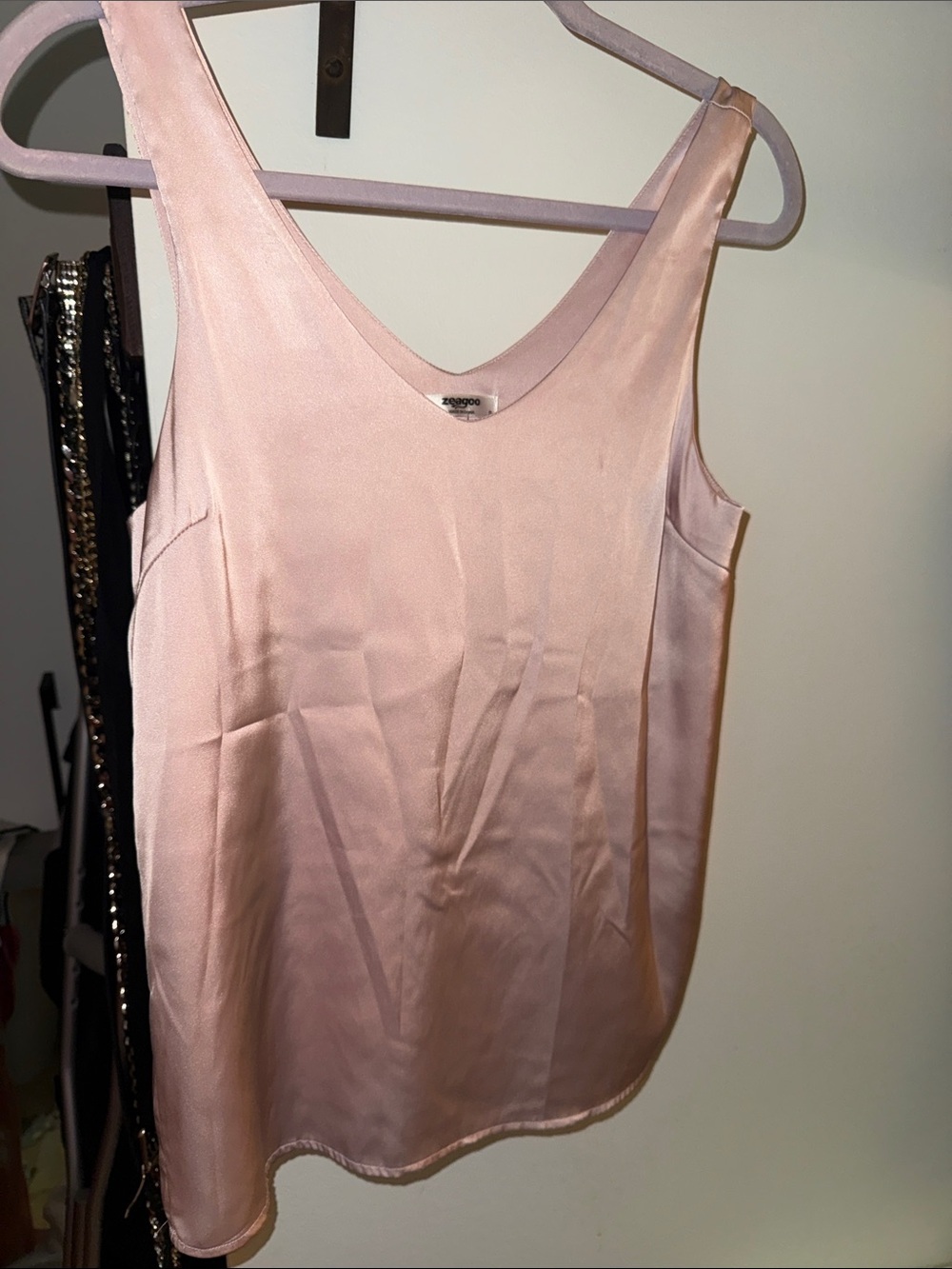 zeagoo Blush Pink Satin V-Neck Camisole